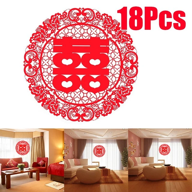 Pegatina de papel del Reino Unido corte doble felicidad 18 piezas accesorios adornos duraderos