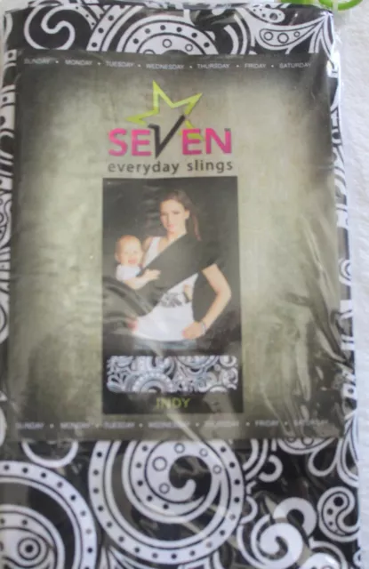 Seven Everyday Slings ~ Baby Carrier ~ Sz S ~ Indy Black&White NEW in PKG