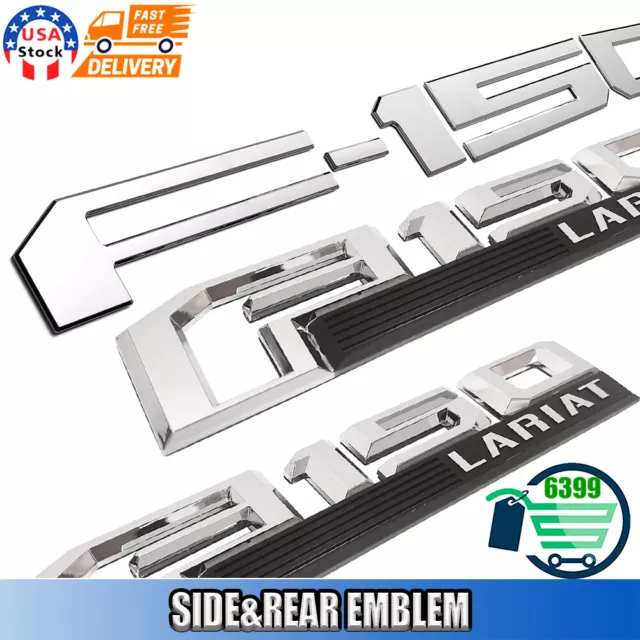 3x 3D Tailgate Insert Letter for F-150 Lariat 2018-2020 Fender Side Emblem Badge