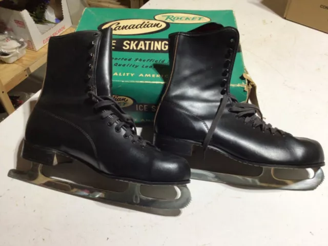 Vintage 1960’s Canadian Rocket Men’s Size 11 Ice Skates W/Original Box Exc. Cond