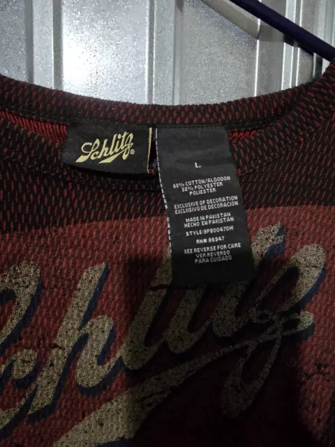 SCHLITZ BEER MEN'S Distressed Long Sleeve T-shirt Size Large Black and ...