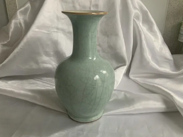 Antique Chinese Aqua/Green  Colour Crackle Glaze Vase A/F