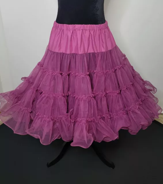 VTG Square Dance PETTICOAT Malco Modes HEAVILY Layered Magenta SWING Skirt M💓