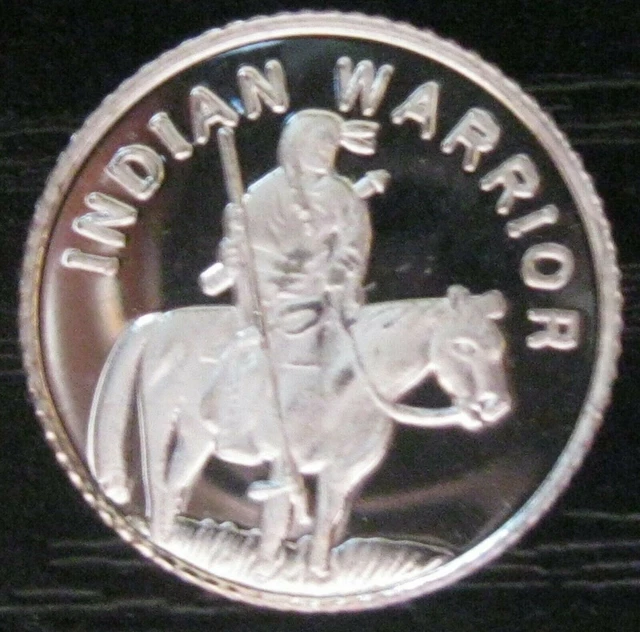 Indian Warrior - 1 GRAM GR G .999 Fine Pure Solid Silver Bullion Round