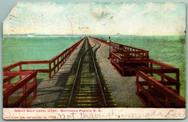 Great Salt Lake Railway Southern Pacific Railroad Utah UT 1906 UDB Postcard H7
