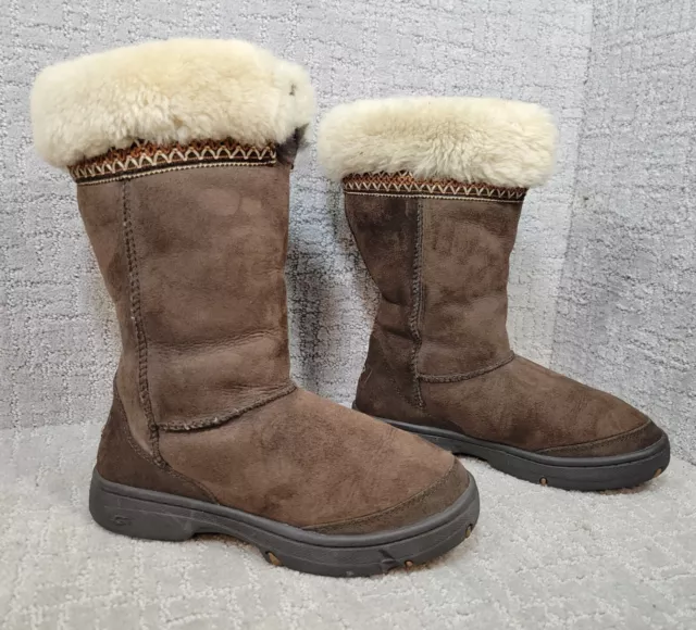 UGG Australia 5273 Ultimate Cuff Womens Brown Shearling Lined Winter Boot Size 7