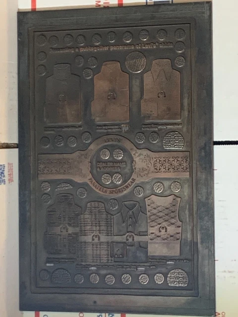 Vintage ”Levi's Panetela Sportwear” Copper and Metal Printing Plate  -VERY RARE!