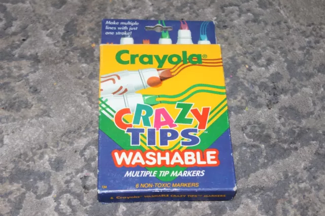 Crayola Crazy Tip Markers Set Of 6 1992 RARE OOP DISCOTINUED