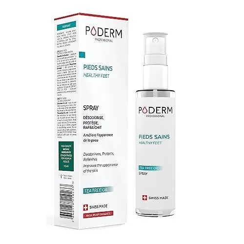 PODERM - MYCOSE PIEDS ATHLETES SPRAY TEA TREE 3en1 | Désodorisant (anti odeur),