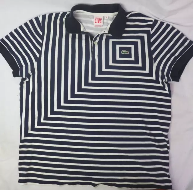 Lacoste Live Polo Blue/White Geometric Short Sleeve Mens 6 (US Large) Croc Logo