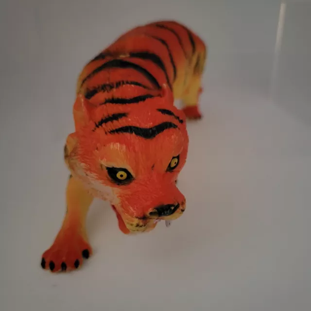 Vintage Plastic Toy Bengal Tiger Orange & Black Indian. Museum Souvenir