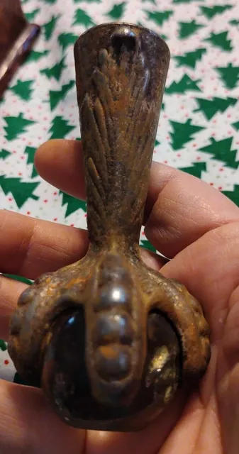 Vtg (1) Antique Cast Brass Glass Ball CLAW FOOT (4) Talons 4" High