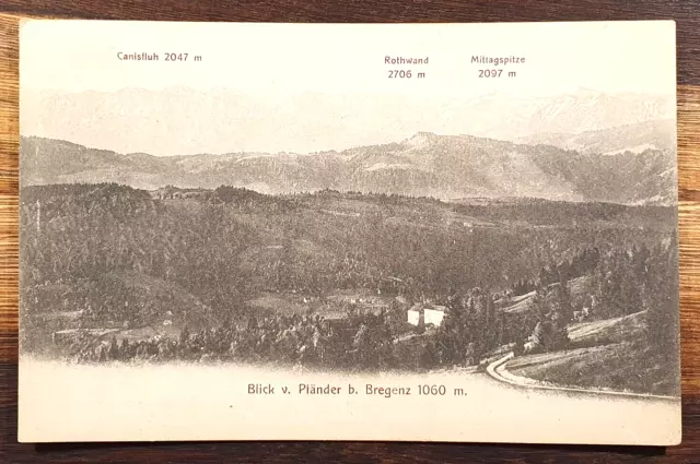 Historische Ansichtskarte, Blick vom Pfänder, Bregenz, 1920er, Alpenpanorama