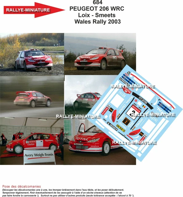 Décalcomanies 1/43 Peugeot 206 WRC Rallye Espagne-Catalogne 2001 - Réf 0334 - Neuf