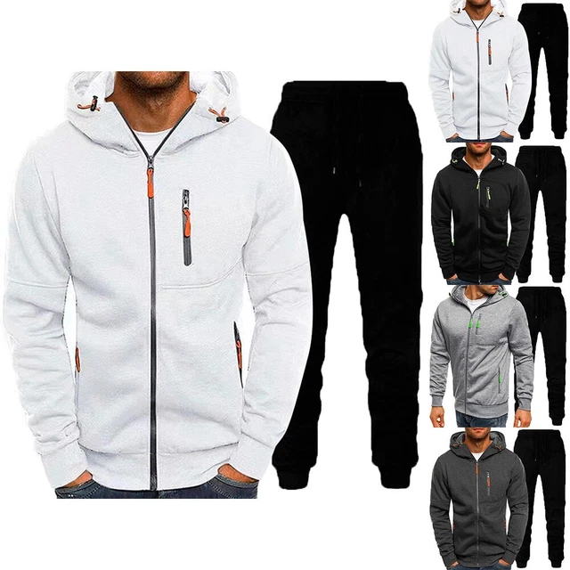 Uomo Tuta Cappotto Casual con Cappuccio Pantaloni Sportivi Top a Manica Lunga