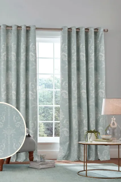 Laura Ashley Josette DUCKEGG EYELETS BLACKOUT CURTAINS W168 Drop137cm