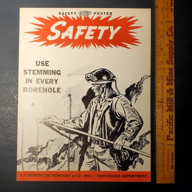Vintage Du Pont Mine Saftey Poster Explosives Department Mining Blasting Miner