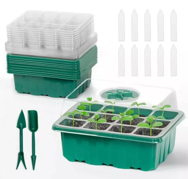 10PCS Seed Starter Trays Seedling Propagator Station Tray Humidity Adjustable 3