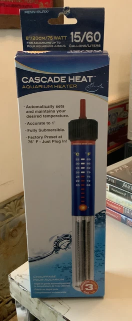 8" Submersible Mini Aquarium Heater 75W Up To 15 Gal Fish Tank Professional New