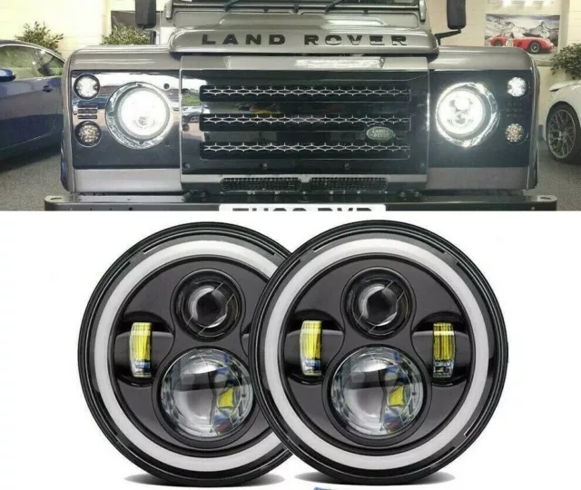 7 " Pouce LED Phare Halo Angel Eye DRL Léger Pour Land Rover Defender