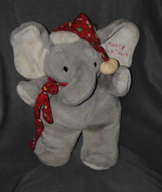 Peluche doudou éléphant gris bonnet écharpe rouge Merry Christmas 48 cm TBE