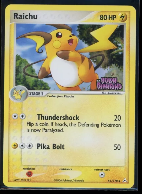 Pokemon Card Raichu Ex Holon Phantoms 51/110 Reverse Holo Uncommon - NM