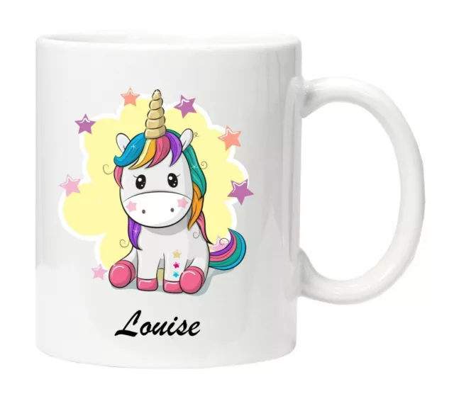 Personalised Unicorn Mug Customised with any NAME / TEXT Microwave safe Gift