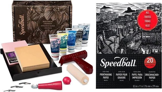 Speedball Deluxe Block Printing Kit with Printmaking Paper, Includes Inks,...