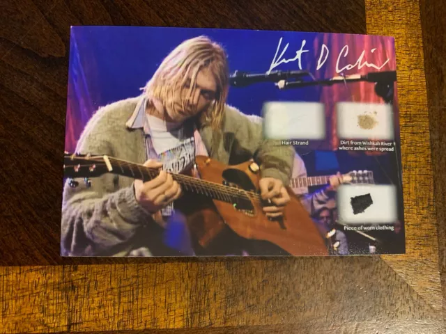 Kurt Cobain Nirvana hair strand speck relic & Worn Piece Dirt Photo Display