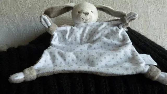 doudou plat mes petits cailloux lapin gris etoiles grises noeud