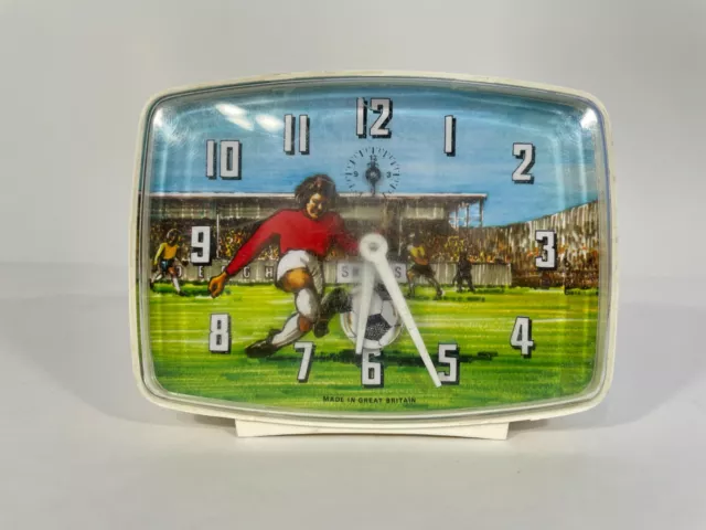Vintage Football (Soccer) Wind Up Alarm Clock | Great Britain; Tested Working