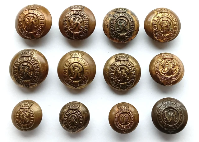 Engineer Buttons COLLECTION OF 12 Various Victorian Royal Engineers Brass Uniform ...