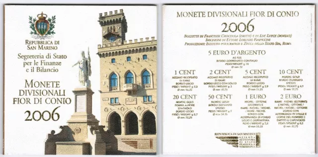 Xxx San Marino Oficial KMS 2006 1 Céntimos Hasta Plata Recién Acuñado