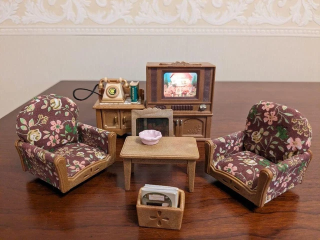 EPOCH Sylvania Family furniture set TV, sofa, low table, telephone stand Japan