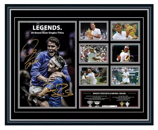 Roger Federer & Rafael Nadal 20 Grand Slam Legends Signed Limited Edition Framed