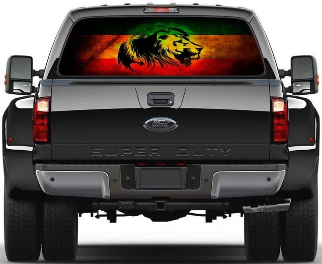 Lion Of Judah Rasta Flag Rear Window Graphic Decal Sticker Car Truck SUV Van FS