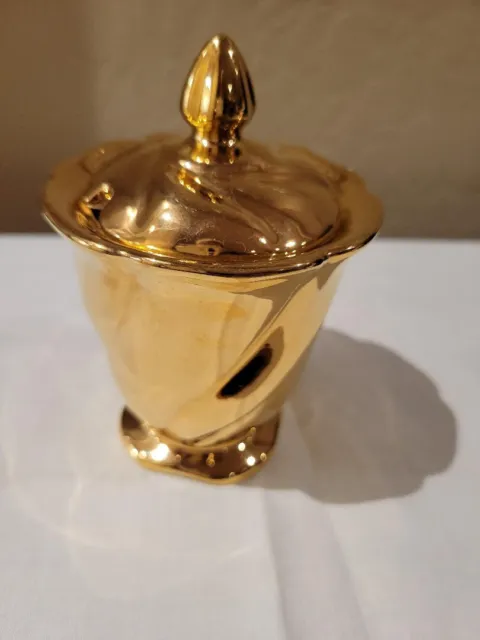 Vtg Gold Luster Royal Winton Grimwades Golden Age Condiment Jar w/Lid