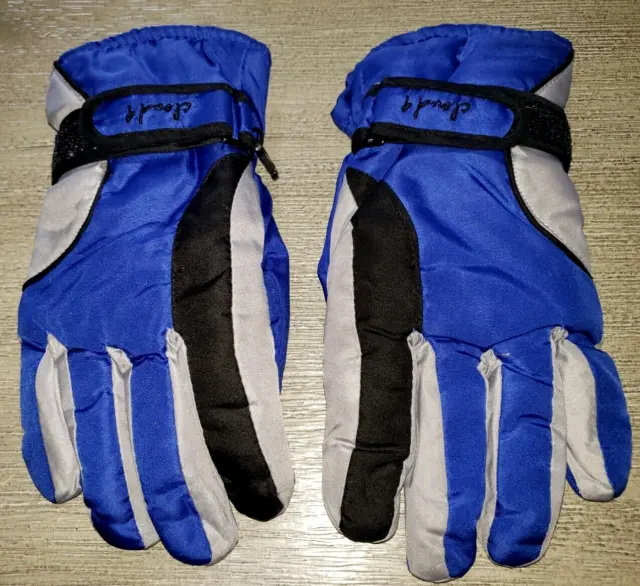 boys WINTER GLOVES blue gray black THINSULATE fleece lined AGES 6/10?