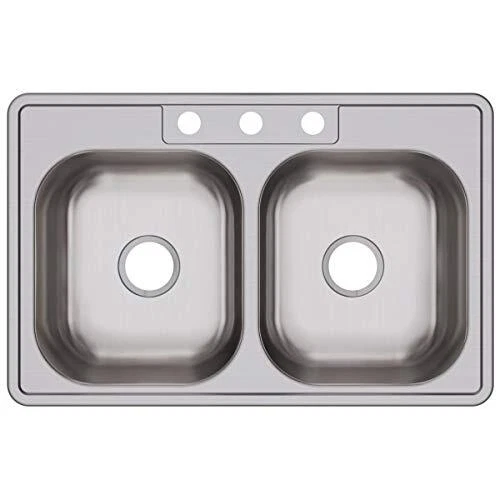 Dayton D233213 Equal Double Bowl Top Mount Stainless Steel Sink