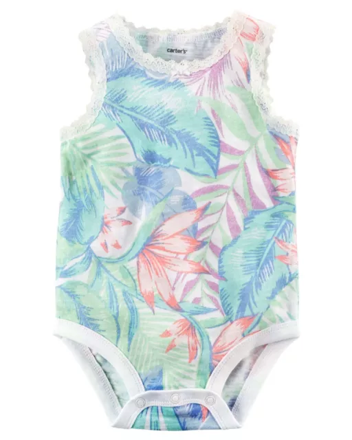 Baby Infant Girl Carters One Piece 3M Tropical Hawaiian Flower Tank Bodysuit