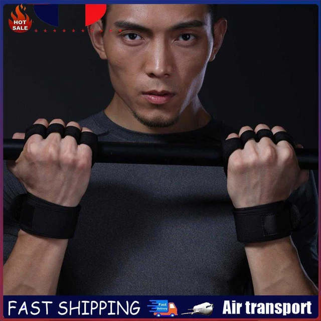 Weightlifting Training Gloves Fitness Sport Non-slip Gym Mittens (Black M) ~