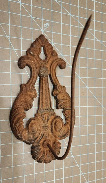 Vtg Cast Iron Ornate Wall Hanging Spike Hook Bill Receipt Note Holder - gwCI'