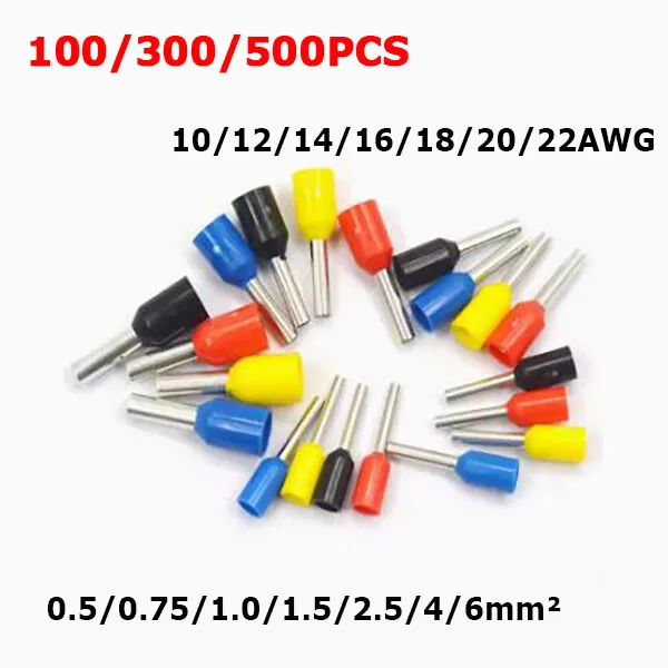 VE Wire Copper Crimp Connector Insulated Cord Pin End Terminal 22-10AWG 4-Colors