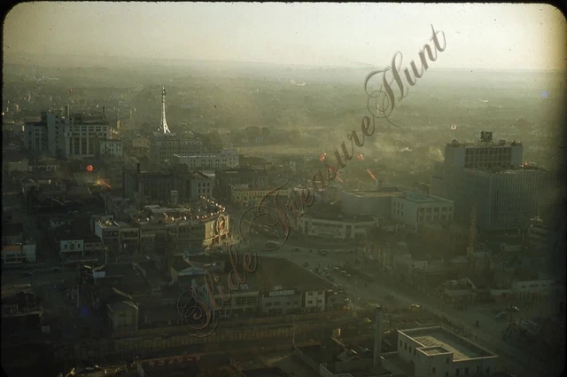 Tokyo Japan City View Birds Eye Buildings 1950s Slide 35mm Red Border Kodachrome