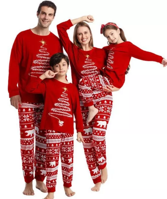 UK Family Matching Christmas Pyjamas Adult Kids Xmas Nightwear Pajamas Pjs Set