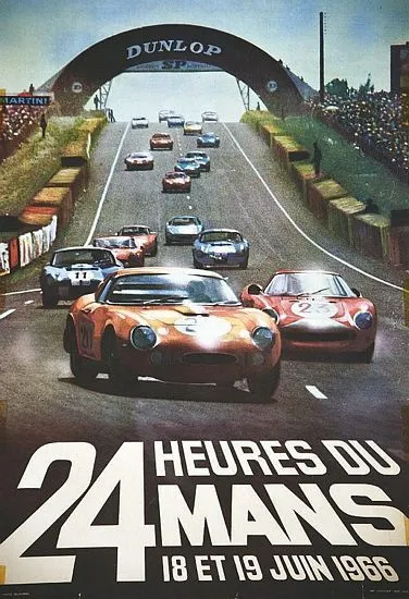 Vintage 1966 Le Mans 24 Hour Race Motor Racing Poster A3 Print