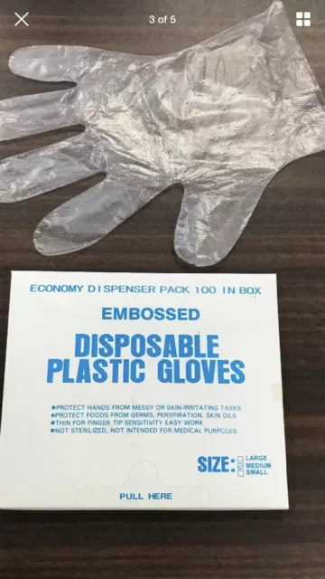 100 pièces gants jetables en plastique PE pour cuisine cuisine nettoyage des aliments préparation neuf 2