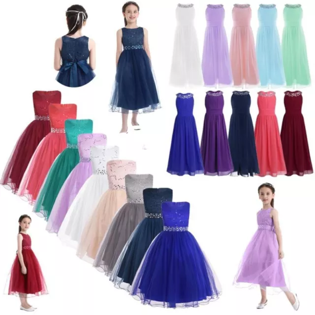 US Flower Girl Princess Dress Party Wedding Bridesmaid Formal Gown Pageant Dress