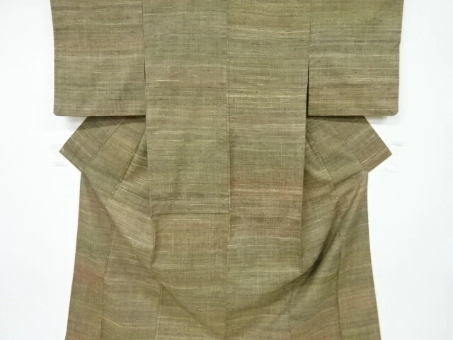 6742568: Japanese Kimono / Antique Kimono / Tsumugi / Woven Stripe