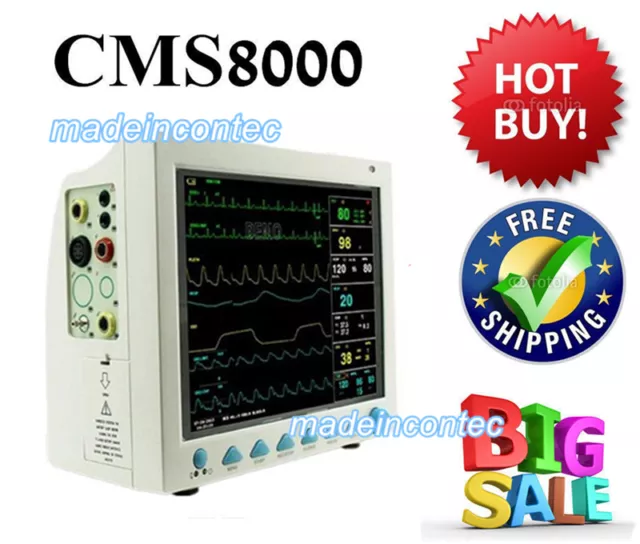 ICU CCU Moniteur patient Vital Sign ECG NIBP REEE TEMP SPO2 PR CONTEC 12.1'' LCD